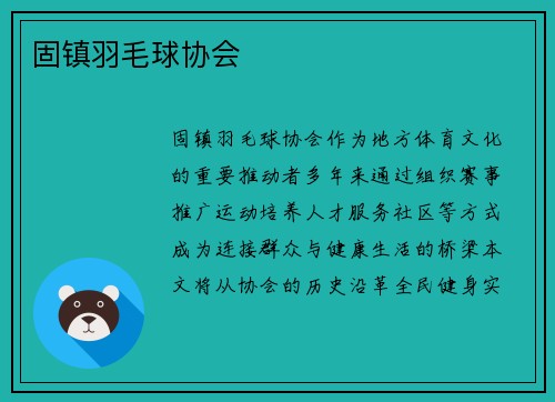 固镇羽毛球协会